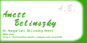 anett belinszky business card